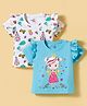 Doodle Poodle 100% Cotton Knit Half Sleeves Tops with Fairy Print Pack of 2 - Light Blue & White