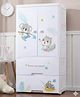 Purple Tots Baby Koala & Cat  5-Layer High-Density Plastic Storage Cabinet with Wheels | Collapsible Clothing Wardrobe Almirah, Portable & Waterproof with 6 Adjustable Drawers for Babies  Offwhite