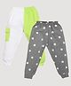 Kiwi Cotton Knit Pack Of 2 Star Printed & Colour Blocked Track Pants - Green & Grey