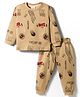 Mini Donuts Single Jersey Knit Full Sleeves T-Shirt & Pyjama Co-ord Night Suit With Skateboarding Print - Beige
