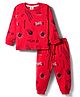 Mini Donuts Single Jersey Knit Full Sleeves T-Shirt & Pyjama Co-ord Night Suit With Skateboarding Print - Rust