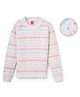 Sportking Knit Full Sleeves Abstract Designed Sweater - White