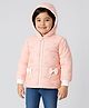 Sportking Woven Full Sleeves Bow Applique Detailed Padded Pre Winter Hooded Jacket - Peach