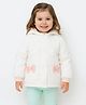 Sportking Woven Full Sleeves Bow Applique Detailed Padded Pre Winter Hooded Jacket - Off White