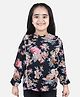 Cutiekins Woven Full Sleeves Floral Printed & Frill Detailed Top - Black & Brown