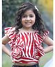 Cutiekins Woven Sleeveless Abstract Printed Frill Detailed Crop Top - Red & White