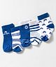 Doodle Poodle Cotton Knit Ankle Length Socks with Sport Design & Stripes Pack of 5 - Navy Blue & White