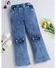 Bright Stars KIDSWEAR Denim Woven Bow Applique Detailed Wide Leg Washed Jeans - Blue