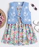 Bright Stars KIDSWEAR Denim Woven Sleeveless Floral Printed & Embroidered Dress With Jacket - Blue