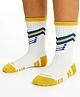Neska Moda Knit Abstract Printed Mid Calf Socks - White & Yellow