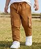 Babyhug 100% Cotton Woven Full Length Solid Trouser With Cargo Pockets - Brown