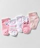 Doodle Poodle Cotton Knit Ankle Length Socks with Animal Design Pack of 5 - Pink & White