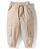 Babyhug Poplin Cotton Woven Full Length Solid Colour Trouser Pants with Patch & Cargo Pockets - Beige