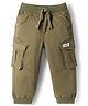 Babyhug Twill Lycra Woven Full Length Cut N Sew Trouser With Cargo Pockets - Olive Green