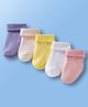 Doodle Poodle Cotton Knit Ankle Length Socks Solid Colour Pack of 5 - White Yellow & Pink