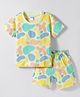 Tango Single Jersey Knit Half Sleeves Abstract Printed Co-Ords T-Shirt & Shorts Set - Light Yellow