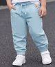 Babyhug Poplin Cotton Woven Full Length Trouser Pants with Patch & Pockets - Light Blue