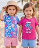 Honeyhap Premium 100% Cotton Knit With Bio Finish Half Sleeves T-Shirts With Tree & Floral Print Pack of 2 - Carmine Rose & Bonnie Blue