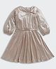Tiny Girl Woven Full Puffed Sleeves Shimmer & Bow Applique Detailed Dress - Champagne