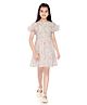 Tiny Girl Woven Half Sleeves Leaves Printed Dress - Pink