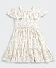 Tiny Girl Woven Cold Shoulder Floral Printed Dress - Pista Green & Cream