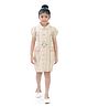 Tiny Girl Cotton Woven Half  Puffed Sleeves Floral Printed Shirt Style Dress - Pink