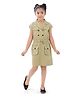 Tiny Girl Cotton Woven Half Sleeves Soild Dress - Fawn