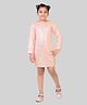 Tiny Girl Woven Full Sleeves Sequins Embellished & Shimmer Detailed Dress - Peach