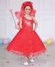 AJ Dezines Net Woven Fairy Theme Sleeveless Costume With Wand Wings & Hairdress Set - Red