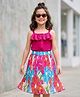 OLLINGTON ST. Cotton Knit Sleeveless Top & Printed Georgette Skirt Set - Pink & Multicolour