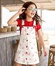 OLLINGTON ST. Sinker Knit Sleeveless Pinafore Frock With Floral Print & Half Sleeves T-Shirt - Red & White