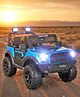 Babyhug POBO Battery Operated Ride on Jeep with Music & LED Lights - Blue| Rechargeable Battery| Openable Doors| Built-in Music & AUX|Remote Control|Easy to Assemble| Forward Reverse & Swing Function