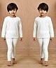 MoMaa Cotton Blend Knit Pack Of 2 Full Sleeves Striped Thermal Set - White