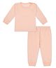 MoMaa Cotton Blend Knit Full Sleeves Striped Thermal Set - Peach