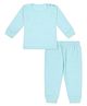 MoMaa Cotton Blend Knit Full Sleeves Striped Thermal Set - Sea Green