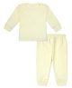 MoMaa Cotton Blend Knit Full Sleeves Striped Thermal Set - Light Yellow