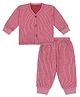 MoMaa Cotton Blend Knit Full Sleeves Striped Thermal Set - Red