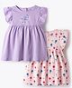Doodle Poodle 100% Cotton Knit Sleeveless Floral Printed Tops Pack of 2 - Violet & Pink