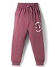Taeko Single Jersey Knit Full Length Jogger Fit Lounge Pant with Text Print - Wine