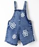 Kookie Kids Sleeveless Denim Dunageree with Floral Print - Light Blue