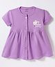 CUCUMBER Cotton Knit Half Sleeves Frock With Cotton Candy Print - Lilac