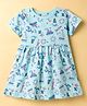 CUCUMBER Cotton Knit Half Sleeves Frock with Nautical Theme Print - Light Blue