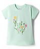Tango Single Jersey Knit Half Sleeves Floral Printed T-Shirt - Sea Green