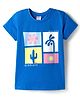Tango Single Jersey Knit Half Sleeves T-Shirt with Tropical Theme Print - Blue