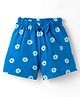Tango Single Jersey Knit Knee Length Shorts with Floral Print & Bow Applique - Blue
