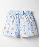 Tango Single Jersey Knit Knee Length Hearts Printed Shorts With Bow Applique - Light Blue