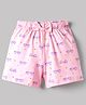 Tango Single Jersey Knit Hearts Printed Shorts With Bow Applique - Pink