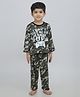 Sheer Love Cotton Knit Full Sleeves Camouflage I Dont Grow Up I Level Up Text Printed Coordinating Night Suit Set - Green