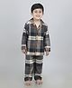 Sheer Love Twill Knit Full Sleeves Checked Coordinating Night Suit Set - Multi Colour