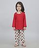 Sheer Love Cotton Knit Full Sleeves Solid Night Suit Set - Red